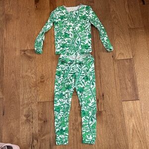 Lilly Pulitzer Tropical Green and White Kids Pajama Set